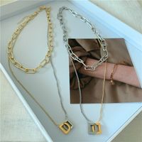 Korea Double-layer Wild Color Matching Thick Chain Design Sense Metal Choker Necklace Clavicle Chain Tide Wholesale Nihaojewelry main image 5