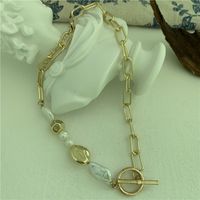 Korea Unique Baroque Pearl Necklace Metal Chain Buckle Pearl Chain Necklace Wholesale Nihaojewelry main image 4