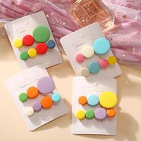 Rainbow Color Wooden Round Hairpin Korean Girl Cute Candy Color Edge Clip Bangs Hairpin Headdress  Wholesale Nihaojewelry main image 1