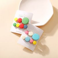 Rainbow Color Wooden Round Hairpin Korean Girl Cute Candy Color Edge Clip Bangs Hairpin Headdress  Wholesale Nihaojewelry main image 3