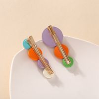 Rainbow Color Wooden Round Hairpin Korean Girl Cute Candy Color Edge Clip Bangs Hairpin Headdress  Wholesale Nihaojewelry main image 5