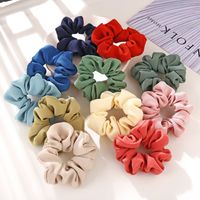 Fashion Hair Scrunchies Retro Hair Rope Ring Solid Color Cloth Hair Tie Hair Rope Wholesale Nihaojewelry main image 6
