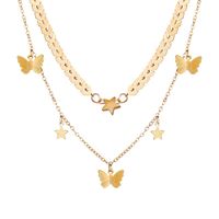 Hot Sale Golden Butterfly Pendant Necklace Creative Retro Alloy Metal Clavicle Chain Wholesale Nihaojewelry main image 1