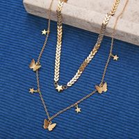 Hot Sale Golden Butterfly Pendant Necklace Creative Retro Alloy Metal Clavicle Chain Wholesale Nihaojewelry main image 3