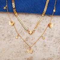 حار بيع الذهبي فراشة قلادة قلادة الإبداعية الرجعية سبيكة معدنية الترقوة سلسلة الجملة Nihaojewelry main image 4