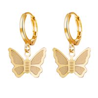 51176 Europäische Und Amerikanische Grenz Überschreitende Hot Sale-legierung Goldene Schmetterlings Anhänger Ohrringe Kreative Retro Einfache Ohrringe main image 1