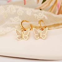 51176 Europäische Und Amerikanische Grenz Überschreitende Hot Sale-legierung Goldene Schmetterlings Anhänger Ohrringe Kreative Retro Einfache Ohrringe main image 5