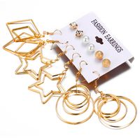 Hot Sale Earring Set 6 Pairs Of Creative Simple Pearl Five-pointed Star Circle Multi-element Earrings Wholesale Nihaojewelry main image 3