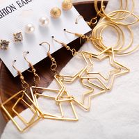 Hot Sale Earring Set 6 Pairs Of Creative Simple Pearl Five-pointed Star Circle Multi-element Earrings Wholesale Nihaojewelry main image 5