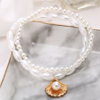 Hot Sale Simple Artificial Pearl Scallop Shell Anklet Creative Retro Pendant Foot Ornament Wholesale Nihaojewelry main image 4
