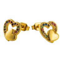 Hot-sale Heart-shaped Earrings Hypoallergenic Copper Inlaid Color Zircon Earrings Temperament Fashion Earrings Wholesale Nihaojewelry sku image 1