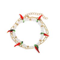 Fashion Multi-layer Pearl Pepper Chain Bracelet Trendy Personality Personalized Holiday Style Bracelet Wholesale Nihaojewelry sku image 1
