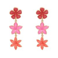 Fashion Retro Lilac Oil Drop Flower Earrings Three Earrings Personalized Earrings Wholesale Nihaojewelry sku image 4