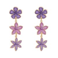 Fashion Retro Lilac Oil Drop Flower Earrings Three Earrings Personalized Earrings Wholesale Nihaojewelry sku image 2