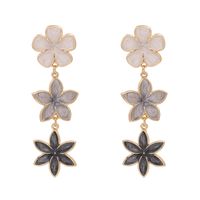 Fashion Retro Lilac Oil Drop Flower Earrings Three Earrings Personalized Earrings Wholesale Nihaojewelry sku image 3