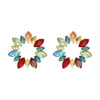 Fashion Exaggerated Diamond Geometric Sunflower Full Diamond Earrings Temperament Elegant Women's Earrings Hot Sale Wholesale Nihaojewelry sku image 1