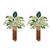 Diamond Coconut Tree Earrings Fashion Temperament Gold Plated Stud Earrings Wholesale Nihaojewelry sku image 2