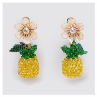 Fashion Exaggerated Hand-woven Flowers Pineapple Earrings Creative Cute Fruit Earrings Wholesale Nihaojewelry sku image 1