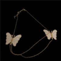Butterfly On The Clavicle Double Tassel Choker White Cartilage Embroidery Double Butterfly Clavicle Chain Necklace Wholesale Nihaojewelry sku image 1
