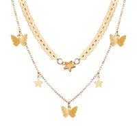 Hot Sale Golden Butterfly Pendant Necklace Creative Retro Alloy Metal Clavicle Chain Wholesale Nihaojewelry sku image 1