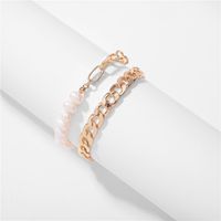 Fashion Popular Jewelry Natural Pearl Beaded Metal Chain Multi-layer Mix And Match Bracelet Set Wholesale Nihaojewelry sku image 1