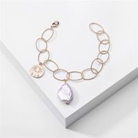 Jewelry Natural Baroque Freshwater Pearl Oval Chain Ornament Coin Bracelet Wholesale Nihaojewelry sku image 1