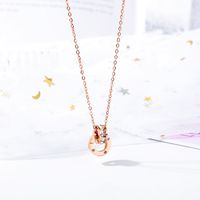Korean Temperament Simple Stainless Steel Necklace Ladies Wild Circle Ring Pendant Clavicle Chain Wholesale Nihaojewelry main image 3