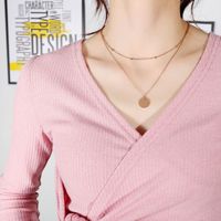 Fashion Jewelry Classic Wild Double Small Bead Chain Glossy Round Pendant Women's Clavicle Necklace Wholesale Nihaojewelry main image 5