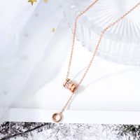 New Roman Numerals Diamond Ring Pendant Korean Fashion Wild Stainless Steel Necklace Wholesale Nihaojewelry main image 5