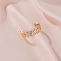 Koreanische Version Des Einfachen Und Schönen Dreieckigen Zirkon Rings Personal Isierte Zahnrad Design Sinn Für Öffnung Verstellbarer Schwanz Ring main image 5