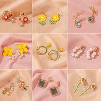 Summer Forest Sweet Flower Earrings Wild Crystal Earrings Earrings Hit Color Earrings Ear Hook Wholesale Nihaojewelry main image 1
