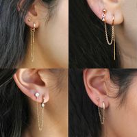 Hot Earrings Personality Simple Earrings Ear Clip Integrated Earrings Cold Wind Single Tassel Earrings Wholesale Nihaojewelry main image 2