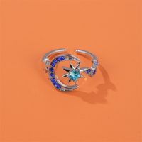 Anillo De Estrella Azul Brillante Personalidad De Las Mujeres Moda Estrella Luna Apertura Índice Dedo Anillo Explosión Accesorios Venta Al Por Mayor Nihaojewelry main image 4