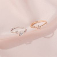 Korea Diamond Rings Sweet Simple Five-pointed Star Ring Fresh Wild Diamond-set Star Opening Women Ring Literary Jewelry Wholesale Nihaojewelry main image 3