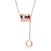 New Roman Numerals Diamond Ring Pendant Korean Fashion Wild Stainless Steel Necklace Wholesale Nihaojewelry sku image 1