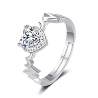 Korean Fashion New Hand-made Temperament Zircon Heart-shaped Ring Creative Ecg Love Ring Women Valentine's Day Gift Wholesale Nihaojewelry sku image 1
