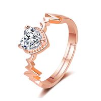 Korean Fashion New Hand-made Temperament Zircon Heart-shaped Ring Creative Ecg Love Ring Women Valentine's Day Gift Wholesale Nihaojewelry sku image 2