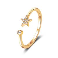 Korea Diamond Rings Sweet Simple Five-pointed Star Ring Fresh Wild Diamond-set Star Opening Women Ring Literary Jewelry Wholesale Nihaojewelry sku image 1