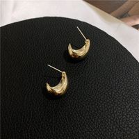 French High-quality C-shaped Hollow Metal Earrings Frosty U-shaped Surface High-end Niche Elegant Earrings Wholesale sku image 1