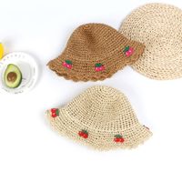 Beach Hat Flower Cherry Hat Summer Foldable Parent-child Sunscreen Korean Shade Wild Hat Nihaojewelry Wholesale main image 1