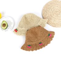 Beach Hat Flower Cherry Hat Summer Foldable Parent-child Sunscreen Korean Shade Wild Hat Nihaojewelry Wholesale main image 3