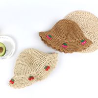 Beach Hat Flower Cherry Hat Summer Foldable Parent-child Sunscreen Korean Shade Wild Hat Nihaojewelry Wholesale main image 4