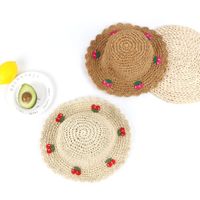 Beach Hat Flower Cherry Hat Summer Foldable Parent-child Sunscreen Korean Shade Wild Hat Nihaojewelry Wholesale main image 5