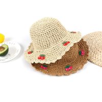 Beach Hat Flower Cherry Hat Summer Foldable Parent-child Sunscreen Korean Shade Wild Hat Nihaojewelry Wholesale main image 6