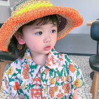 Straw Hat Summer Beach Small Fresh Japanese Sunscreen Child Fisherman Hat Korean Fashion Parent-child Rainbow Hat Wholesale Nihaojewelry main image 1