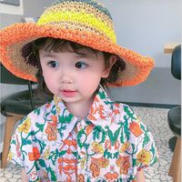 Straw Hat Summer Beach Small Fresh Japanese Sunscreen Child Fisherman Hat Korean Fashion Parent-child Rainbow Hat Wholesale Nihaojewelry main image 6