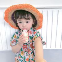 Straw Hat Summer Beach Small Fresh Japanese Sunscreen Child Fisherman Hat Korean Fashion Parent-child Rainbow Hat Wholesale Nihaojewelry main image 5