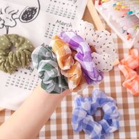 Korean College Style Sub Hair Scrunchies Simple Wild Chiffon Hair Ring Head Rope Check Rubber Band Ring Wholesale Nihaojewelry main image 6