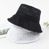 Lace Flower Fisherman Hat Ladies Summer Thin Section Breathable Sun Hat Black Retro Temperament Casual Basin Hat  Wholesale Nihaojewelry main image 1