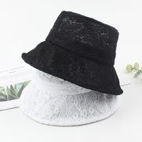 Lace Flower Fisherman Hat Ladies Summer Thin Section Breathable Sun Hat Black Retro Temperament Casual Basin Hat  Wholesale Nihaojewelry main image 2